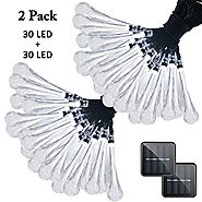 Vmanoo Christmas Decorative Solar Powered Lights, 30 LED 19.7ft 8 Modes Water Drop Fairy String light for Outdoor Ind...