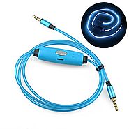 Light Up AUX Cord, LED Flashing Auxiliary Cable with Microphone, Glow-in-the-Dark Audio Cable with 3.5mm Stereo Jack ...