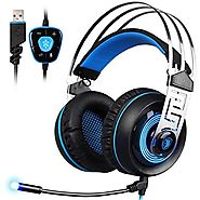 SADES A7 7.1 Virtual Surround Sound USB Gaming Headset with Microphone Intelligent Noise Cancelling LED Light for Lap...