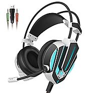 Honstek G9 Gaming Headset, USB and 3.5mm Stereo Surround LED Lighting Vibration Headphones with Microphone and Volume...