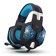 Kzon 3.5mm Stereo Over-ear Gaming Headphone with Noise Isolation, Volume Control, Mic and 7 Colors Breathing LED Ligh...