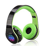 Excelvan Folding Wireless Bluetooth LED Stereo Headphones Adjustable Headsets, FM Radio/ TF Card for iPhone All Andro...