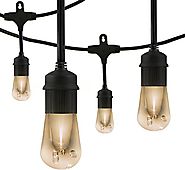 Enbrighten Vintage Series Café LED String Lights (24ft.), 12 Lifetime Bulbs, Premium, Weatherproof, Shatterproof, Com...