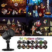 Christmas Projector Light , Party LED Projector Lights Switchable Slides/14 Patterns Decorative Light for Halloween T...