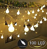 100 LED Globe String Lights, Ball Christmas Lights, Indoor / Outdoor Decorative Light, USB Powered, 39 Ft, Warm White...