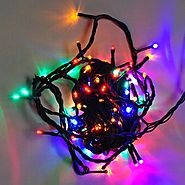 LEDwolesalers 33-ft 100-LED Red Green Blue Gradually Colors Changing Christmas Holiday Light String with Green Wire, ...