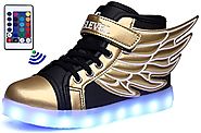 SLEVEL LED Light Up Shoes USB Flashing Sneakers for Kids Boys Girls(1100SGold36)