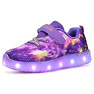 COODO CDR2006 Toddler Kids LED Shoes Girl's Flashing Light up Sneakers Purple-8