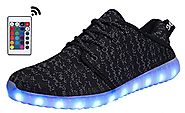MOHEM ShinyNight LED Shoes Light Up USB Charging Flashing Sneakers(1687018Black41)