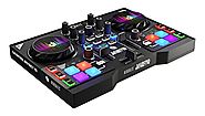 HERCULES INSTINCT P8 ultra-mobile USB DJ Controller with Audio Outputs for use with your Headphones and your Speakers