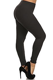 Leggings Depot Plus Women's Basic Solid Full Leggings Pants(Black)