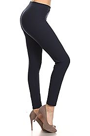 Leggings Depot Ultra Soft Basic Solid Plain Best Seller Leggings Pants (Plus Size (Size 12-24), Navy)