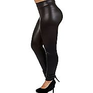 Plus Size Faux Leather Leggings Lightweight High Waisted for Womens Girls (Size 3XL)