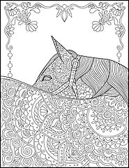 Horse Lover - Adult Coloring Pages - Coloring for Adults - Printable Coloring Pages - Gifts for Her - Horses - Flower...