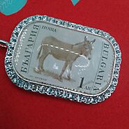 Donkey postage stamp necklace