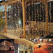 Ucharge Window Curtain Icicle Lights,29V,306 LED with 8 Modes,Warm White Led Curtain Lights, 9.8ft x 9.8ft,UL Listed