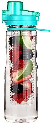 Fruit Infuser Water Bottle 25 oz Leak Proof Flip-top Sport Water Bottle BPA-Free Tritan 25 Oz (Turquoise )