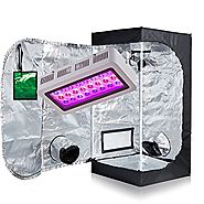 TopoGrow LED 300W Grow Light kit W/24"x24"x48" 600D Grow Tent With Green Window COMBO Plant Germination Kits Indoor H...