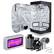 Hongruilite 300w/600w LED Grow Light+Multi-sized Grow Tent+4" Inline Fan Carbon Air Filter Ducting Combo for Hydropon...