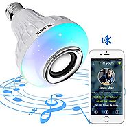 Texsens LED Light Bulb with Integrated Bluetooth Speaker, 6W E27 RGB Changing Lamp Wireless Stereo Audio with 24 Keys...