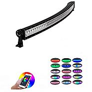 Led Light Bar, Nicoko 52 inch 300W Curved RGB Multicolor Chasing Off-road Light Bar Bluetooth App Controlled Combo Be...