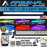No.1 5D 52 inch Pro Series RGB CREE LED Light Bar 16 Million Colors Strobe Flashing Bluetooth Offroad Truck RZR SUV SxS