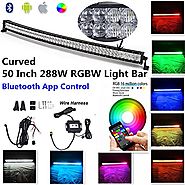 Night Break Light 50" 288W 5D RGB Curved Led Light Bar Combo Beam Bluetooth App control 16 million Colors Changing IP...