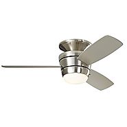 Mazon 44-in Brush Nickel Flush Mount Indoor Ceiling Fan with LED Light Kit with Remote (3-Blade)