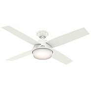 Hunter 59252 Contemporary Dempsey Damp Fresh White Ceiling Fan With Light & Remote, 52"