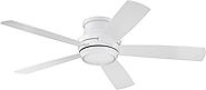 Craftmade TMPH52W5, Tempo 52" White Flush Mount Ceiling Fan with LED Light & Remote