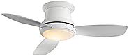 Minka-Aire F519L-WH, Concept II LED White Flush Mount 52" Ceiling Fan with Light & Remote Control