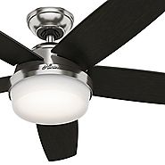 Hunter Fan 54" Contemporary Ceiling Fan in Brushed Nickel with Cased White LED Light Kit and Remote (Certified Refurb...