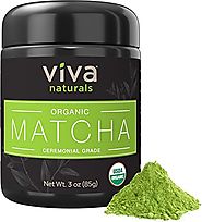 Viva Naturals Organic Matcha Green Tea Powder [3 oz] - Japanese Ceremonial Grade for Lattes, Smoothies and Baked Goods