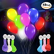 DG Sports Premium Party Lights – LED Light Up Balloons – 48 Pack - Mixed Colors Ideal for Parties, Birthdays and Wedd...