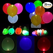 LED Balloons Light Up Balloons Flashing Light 32 Mixed Color for Christmas/Birthday/Wedding Party by TECHSHARE