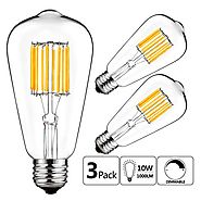 GEZEE 10W Edison Style Vintage LED Filament Light Bulb, 100W Incandescent Replacement,Warm White 2700K,1000LM, E26 Me...