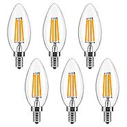 LuminWiz Candelabra LED bulbs, 4W 2700K E12 Base LED Filament Chandelier Light Bulbs 40W Equivalent, Warm White, 6-Pack