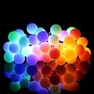 ProGreen Outdoor String Lights, 14.8ft 40 LED Waterproof Ball Lights, 8 Lighting Modes Dimmable Remote Ball, Battery ...