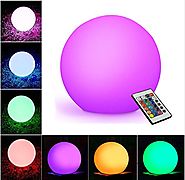 WIOR LED Decorative Ball, 5.9" Waterproof Rechargeable Mood Lamp, Color Changing Cordless Night Lights (Remote Contro...