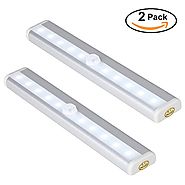 Under Cabinet Lights Stick-on Anywhere - Wireless 10-LED Motion Sensor Night Lights with 3M Magnetic Strip for Kitche...