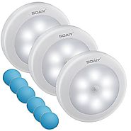 SOAIY 3pcs Magnet Stick-on Anywhere Motion Sensor LED Night Light , Battery Powered Closet Lights, Smart Sensor Light...