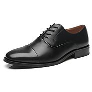 La Milano Mens Leather Updated Classic Cap Toe Oxfords Lace Dress Shoes