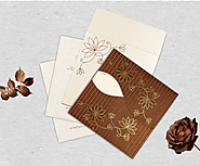 Brown shimmery Floral Themed Wedding Cards