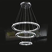 LightInTheBox LED K9 Crystal Chandelier Lighting Lamps Transparent Round 3 Rings Light Fixture 110-120V Cold White