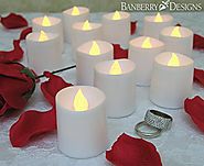 LED Lighted Flickering Flameless Candles - Banberry Designs - Box of 12 - Wedding Decorations - White Faux Candles - ...
