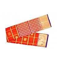 Orange Kanchipuram Designer Silk Saree