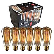 NEW Edison Vintage Bulbs - 6 pack - Aplstar Bulbs - 60W Incandescent - Clear Glass - ST64 Squirrel Cage - Dimmable