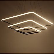 Royal Pearl Modern Square Led Chandelier Adjustable Hanging Light Three Ring Collection Contemporary Ceiling Pendant ...
