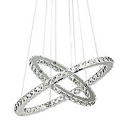 Crystal Chandelier,TOPMAX Design 60cm Cut Crystal LED Pendant With Oval Two Rings,Ceiling Light Fixture