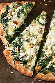 Three Cheese Pesto Spinach Flatbread Pizza